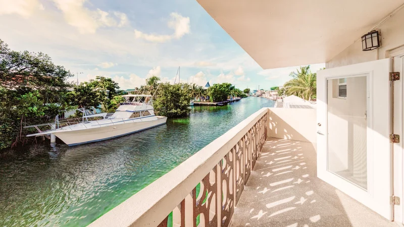 Private balcony with waterfront canal views