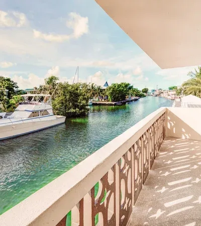 Private balcony with waterfront canal views